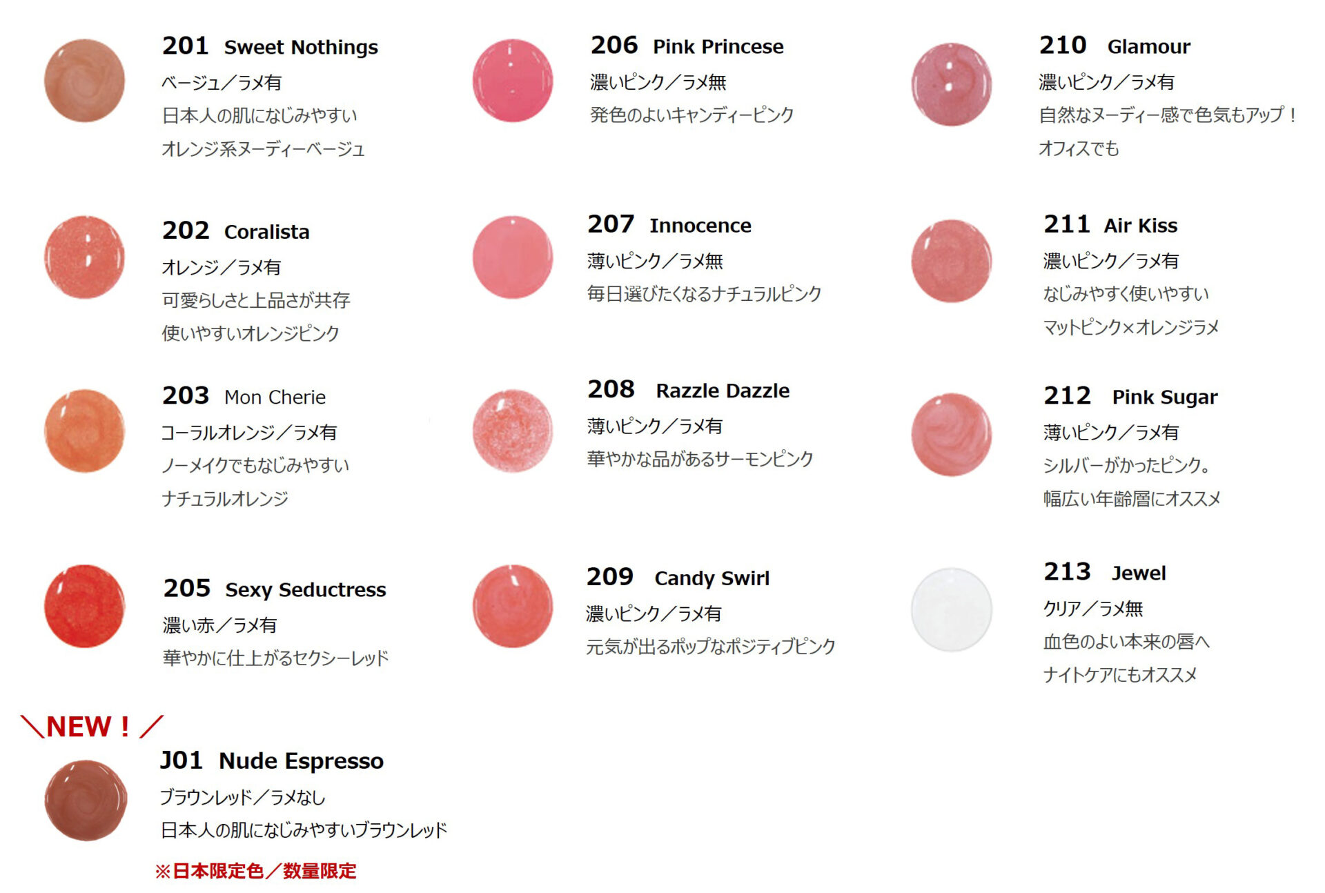 リップアディクトのカラーバリエーション
